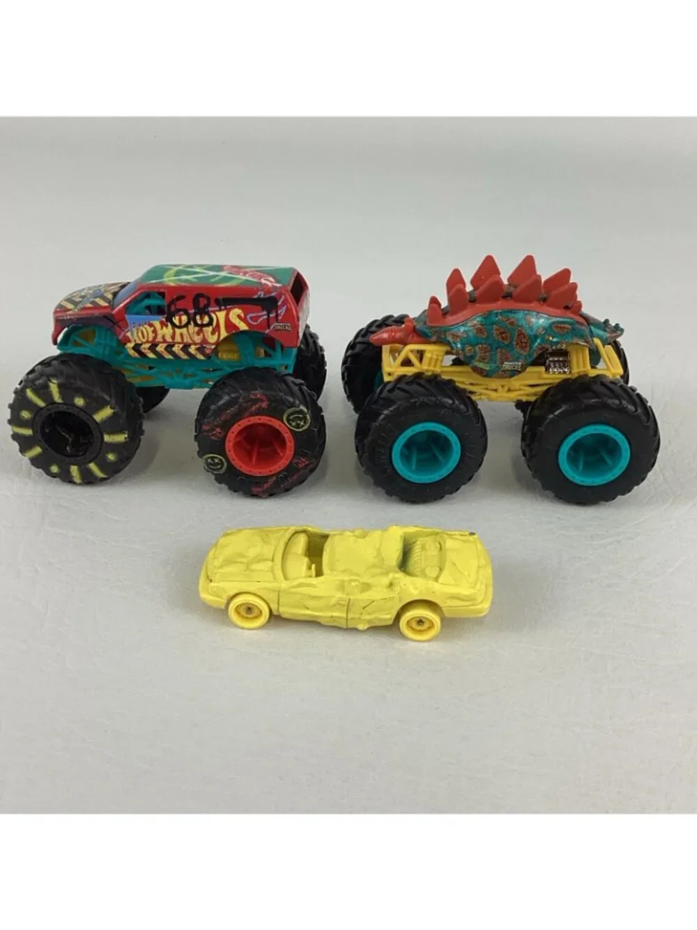 Hot Wheels Monster Truck Demo Derby Motosaurus Crunch Crash Car Bundle 1:64 Lot